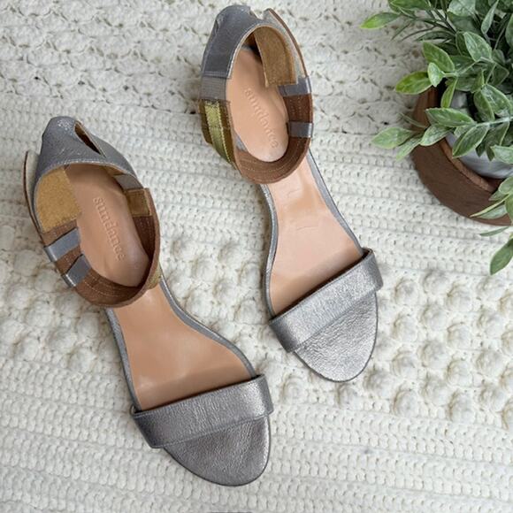 SUNDANCE Women's 40 Twilight Zephyr Ankle Strap Heeled Sandals Metallic Spain - Picture 11 of 12